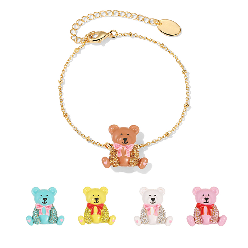 18K Bear Enamel Bracelet