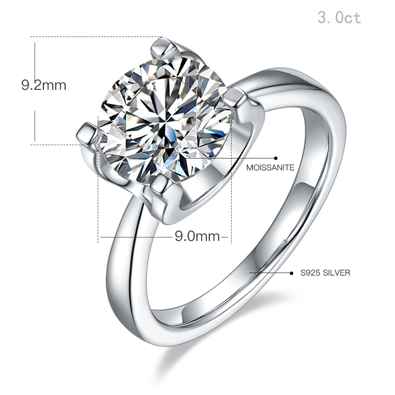 DEDEJILL Classic Bullhead S925 Silver Plated White Gold Moissan Diamond Women's Ring