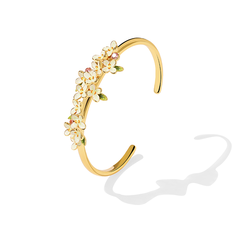 18K Cinnamon Flower Open Bangle