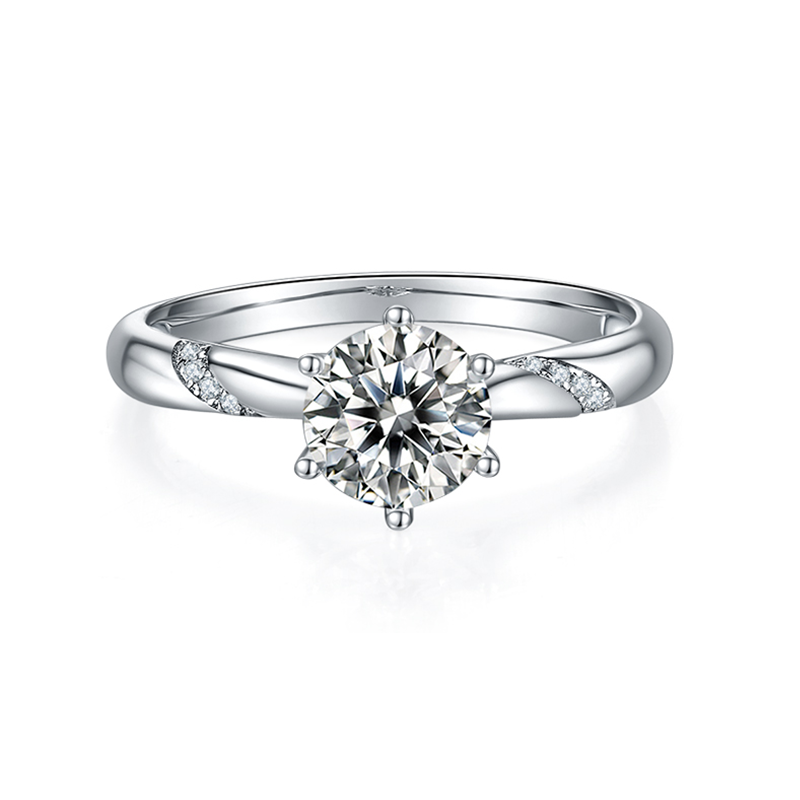 DEDEJILL Lily Pave Exquisite S925 Silver Platinum-Plated Moissanite Women's Ring - 1 Carat D Grade