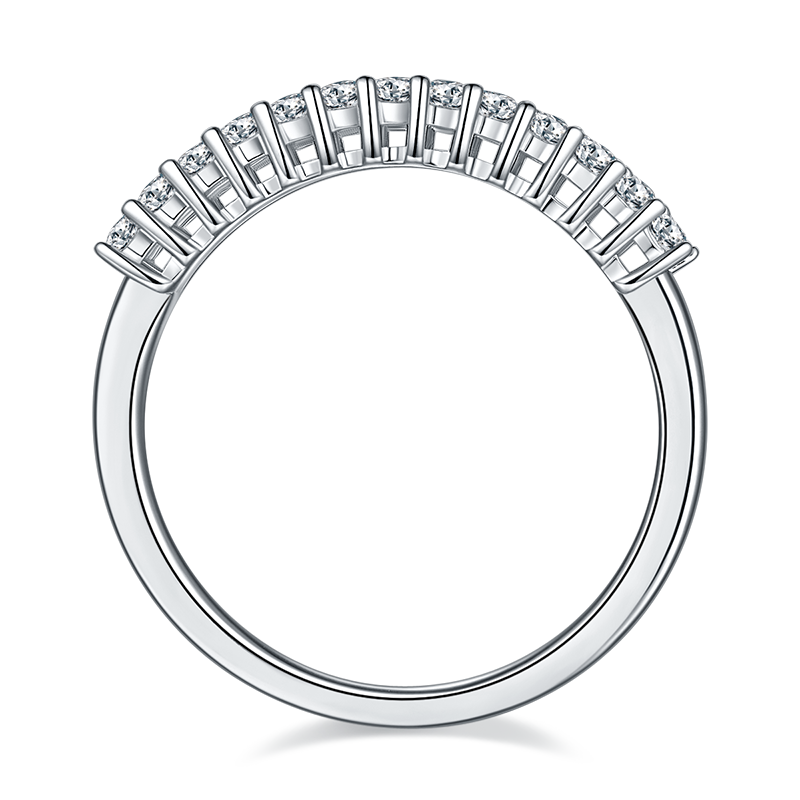 DEDEJILL Rectangular Stacked Ring, S925 Silver Platinum-Plated Moissanite Women's Ring - 1.0ct D Grade