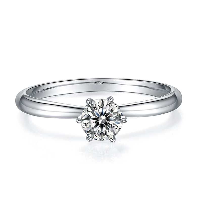 DEDEJILL Classic Simple Six Claw Silver Plated Women's Moissanite Ring- 0.5ct D Grade
