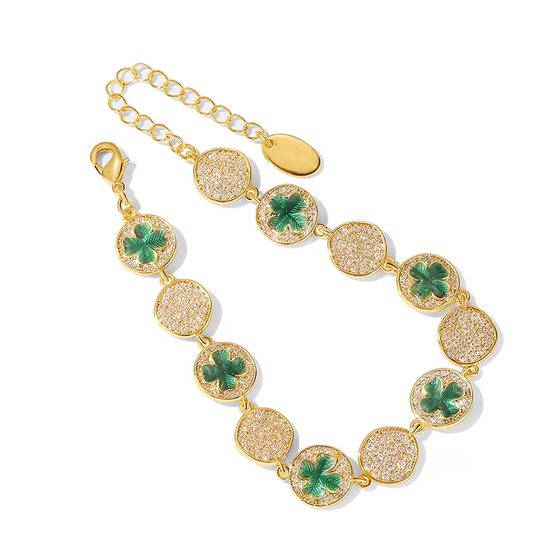 18K Lucky Clover Light Luxury Fine Enamel Bracelet