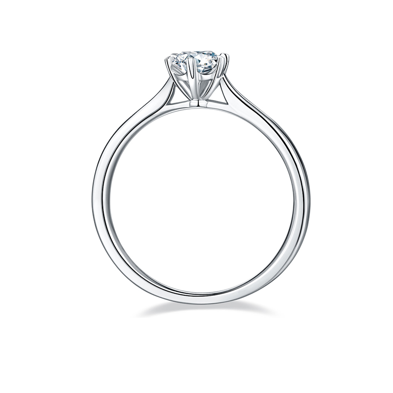 DEDEJILL Six Claw Heart Silver Plated White Gold Mosang Diamond Women's Ring-0.5 Carat Grade D