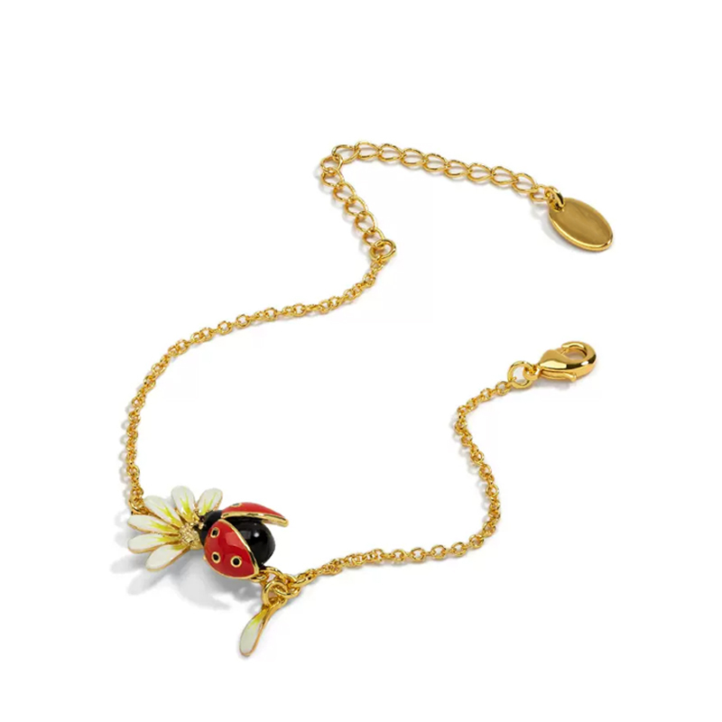 18K Daisy Ladybird Enamel Bracelet