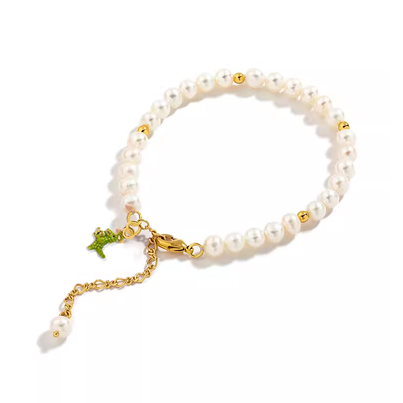 18K Princess Crown Pearl Enamel Necklace