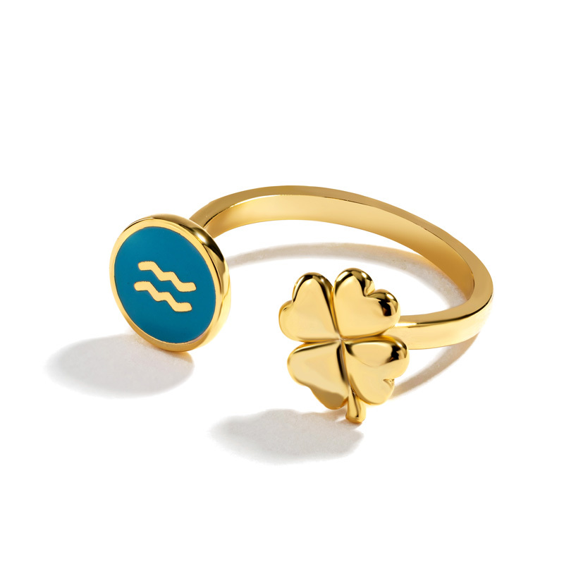 Lucky Clover Zodiac Adjustable Ring