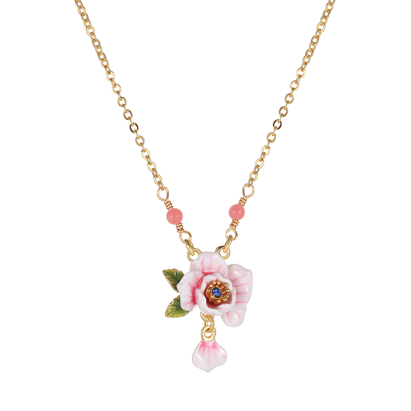 Pink Rose Sweet Forest Flowers Necklace
