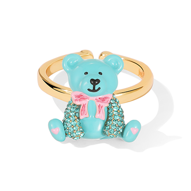 18K Bear Enamel Ring
