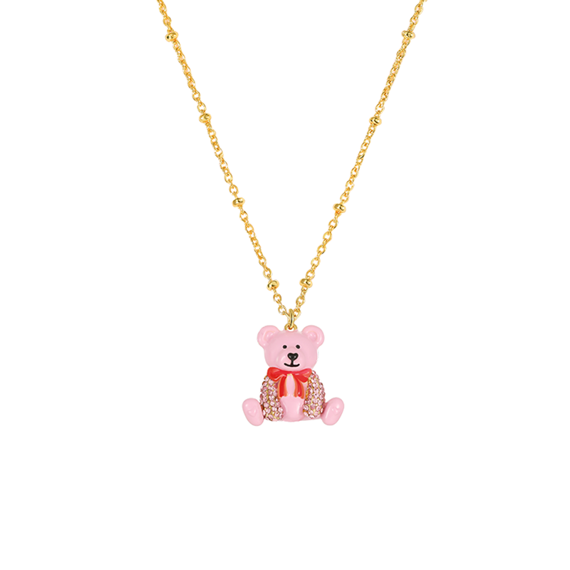 18K Enamel Cute Bear Necklace