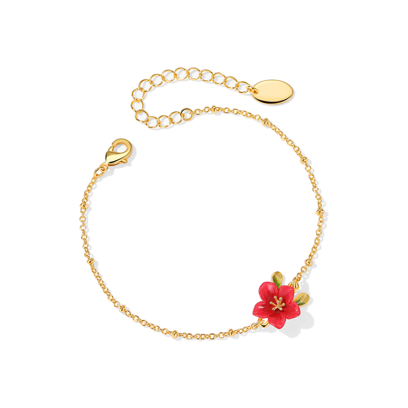 18K Sweet Begonia Enamel Bracelet