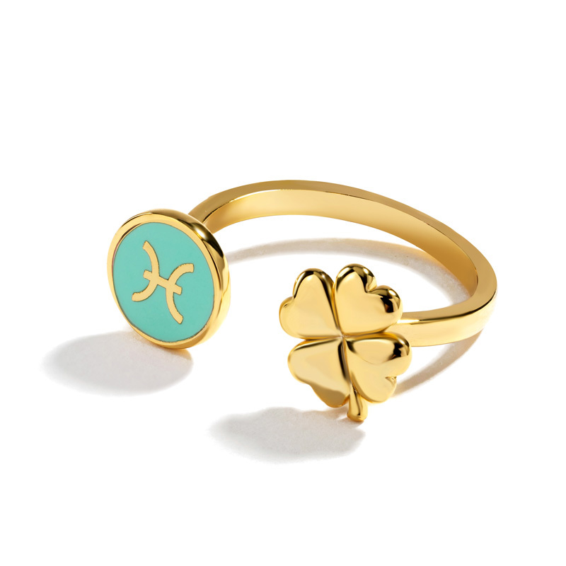 Lucky Clover Zodiac Adjustable Ring