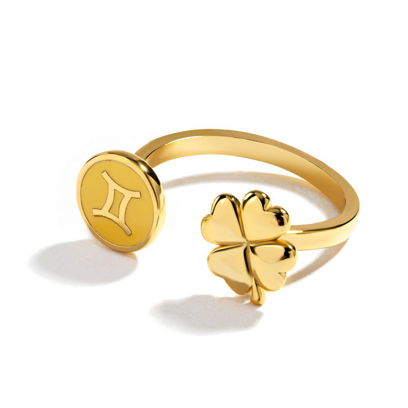 Lucky Clover Zodiac Adjustable Ring