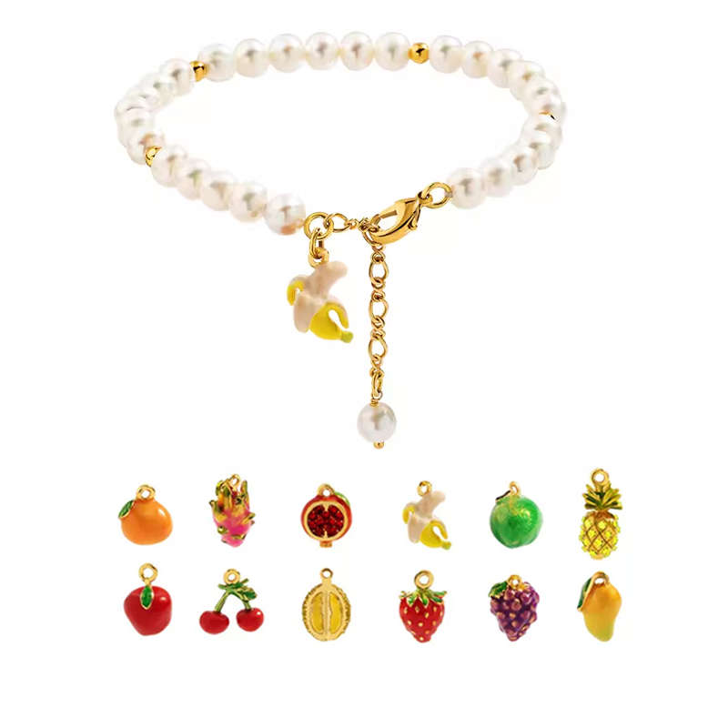 18K Pearls Fresh Fruit Enamel Bracelet