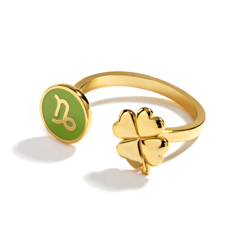 Lucky Clover Zodiac Adjustable Ring