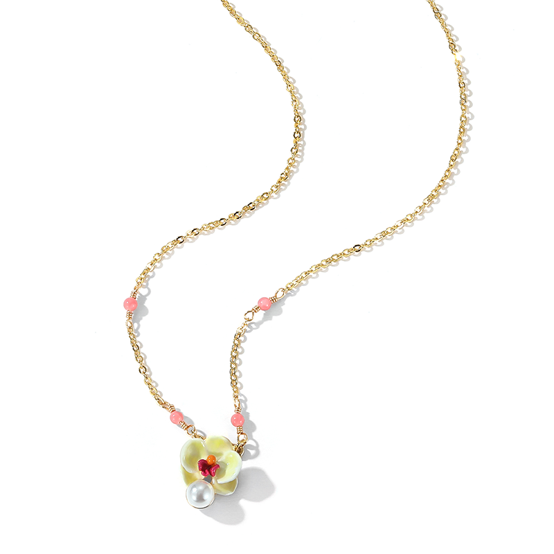 Phalaenopsis Simple Sweet Pearl Flower Necklace