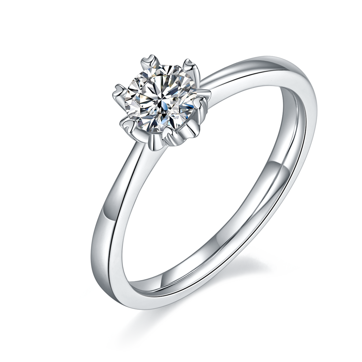 DEDEJILL Classic Straight-Arm Snowflake S925 Silver Platinum-Plated Moissanite Women's Ring