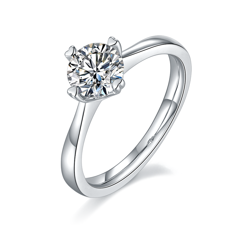 DEDEJILL Classic Heart Four-Prong S925 Silver Platinum-Plated Moissani