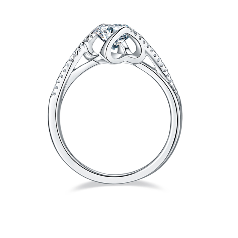 DEDEJILL Angel's Kiss Pave S925 Silver Platinum-Plated Moissanite Women's Ring - 1ct D Grade