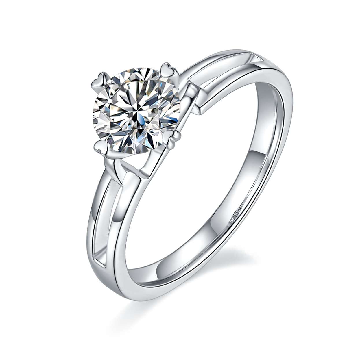 DEDEJILL Minimalist Twisted Floral Round Cut S925 Silver-Plated Platinum Moissanite Women's Ring - 1ct D Grade.