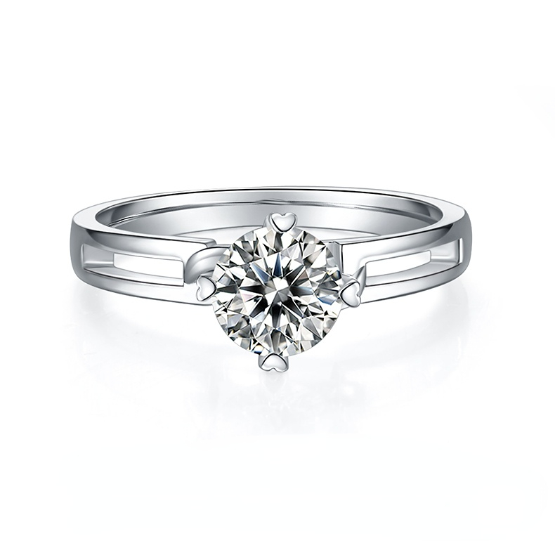 DEDEJILL Minimalist Twisted Floral Round Cut S925 Silver-Plated Platinum Moissanite Women's Ring - 1ct D Grade.