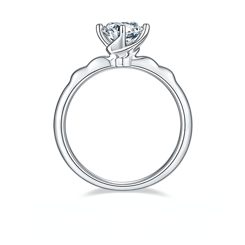 DEDEJILL Straight-Arm Mini Windmill Sterling Silver Plated White Gold Round Cut Moissanite Ring-1ct D Grade