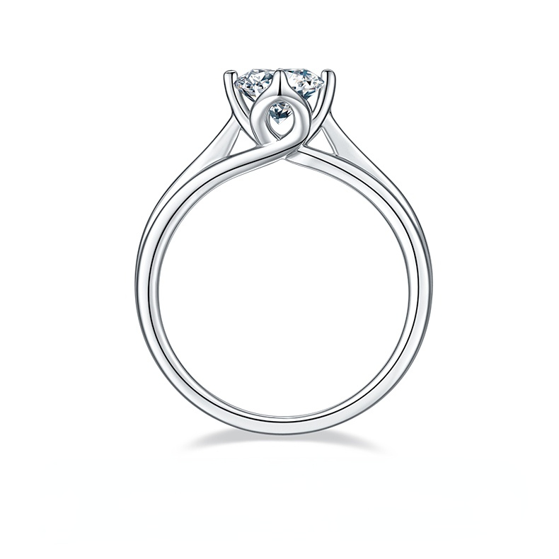 DEDEJILL Traight-Arm Lotus Sterling Silver Plated White Gold Round Cut Moissanite Ring-1ct D Grade