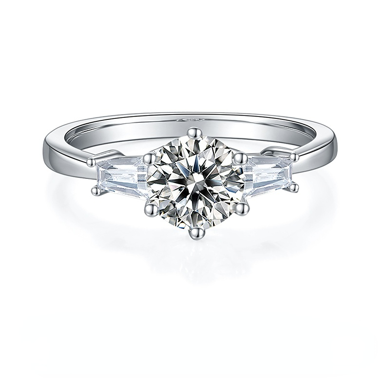 DEDEJILL Elegant Simplicity Sterling Silver Plated Platinum Round Cut Moissanite Ring-1ct D Grade