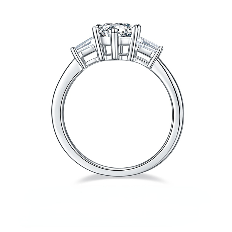 DEDEJILL Elegant Simplicity Sterling Silver Plated Platinum Round Cut Moissanite Ring-1ct D Grade
