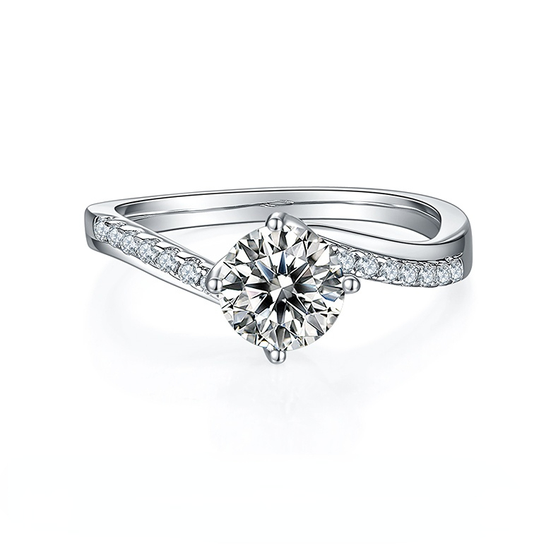 DEDEJILL Blissful Embrace Sterling Silver Plated Platinum Round Cut Moissanite Ring-1ct D Grade