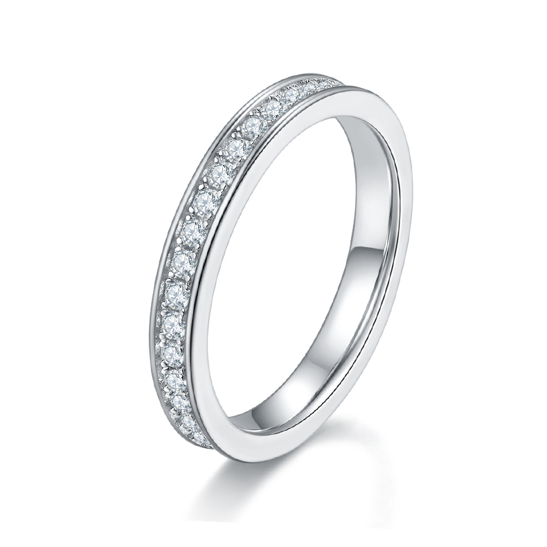 DEDEJILL Straight Line Full Eternity Ring with S925 Sterling Silver Pl