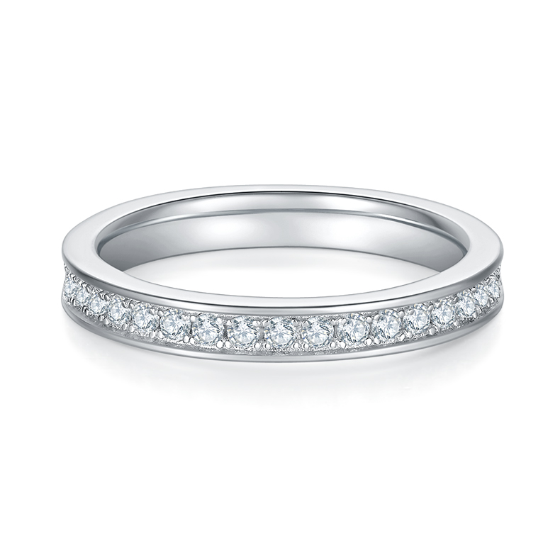 DEDEJILL Straight Line Full Eternity Ring with S925 Sterling Silver Platinum-Plated Moissanite - 0.6 ct D Grade