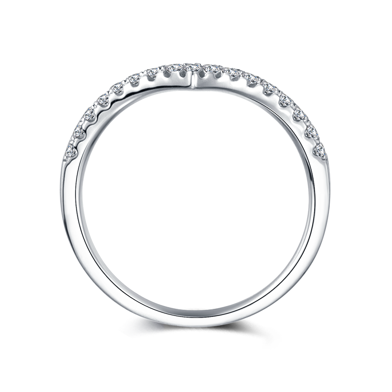 DEDEJILL V-Shaped S925 Silver Platinum-Plated Moissanite Ring