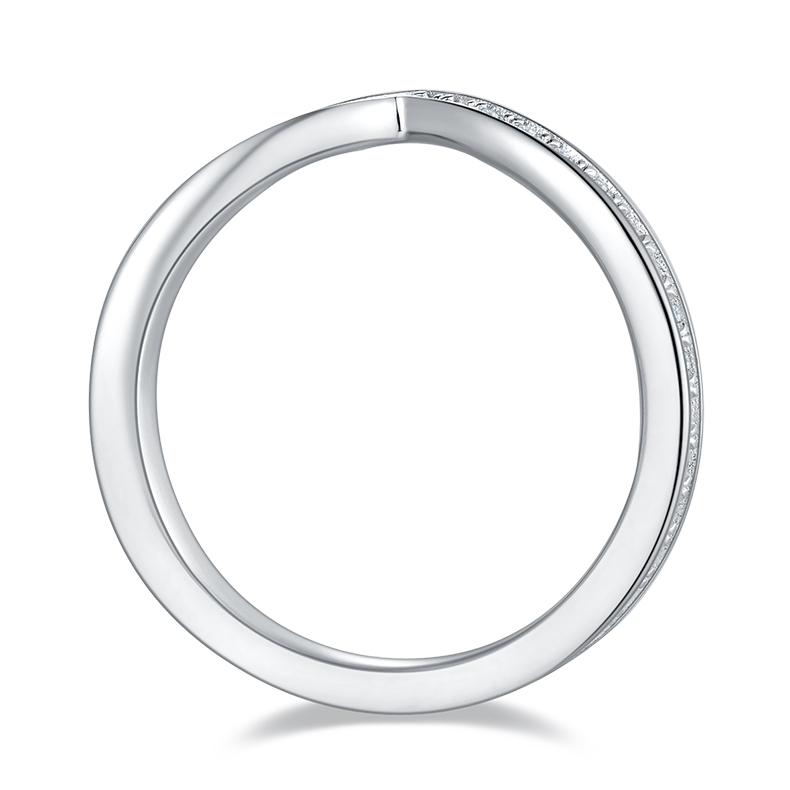 DEDEJILL V-Shaped Full Eternity S925 Sterling Silver Platinum-Plated Moissanite Ring- 0.6 ct D Grade