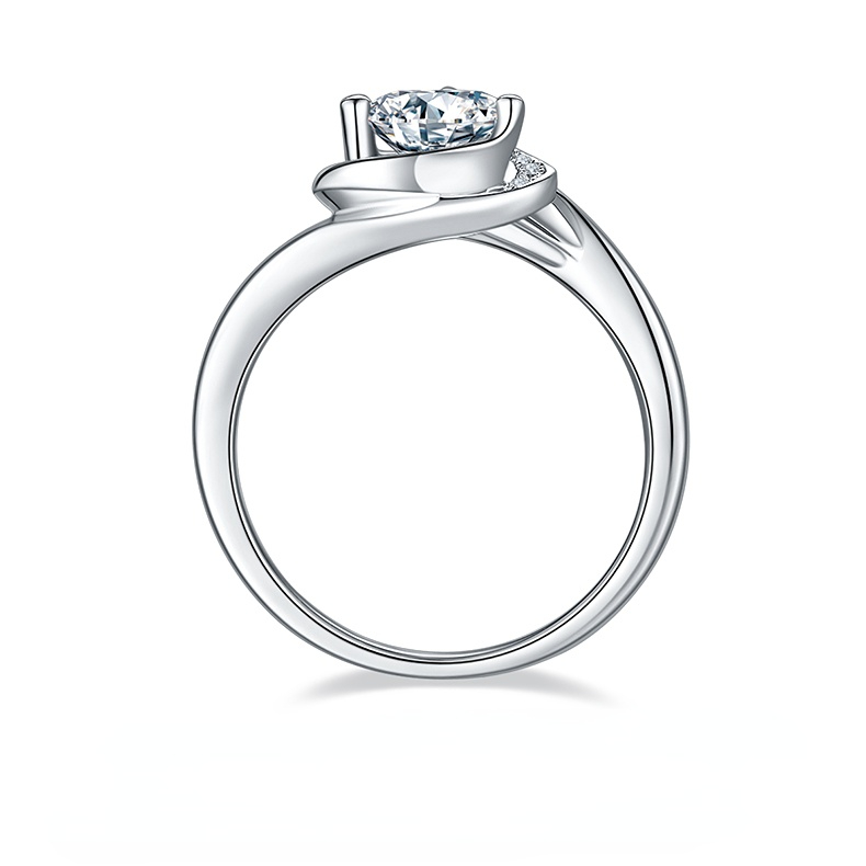 DEDEJILL Blossoming  Heart Halo Sterling Silver Plated Platinum Round Cut Moissanite Ring-1ct D Grade