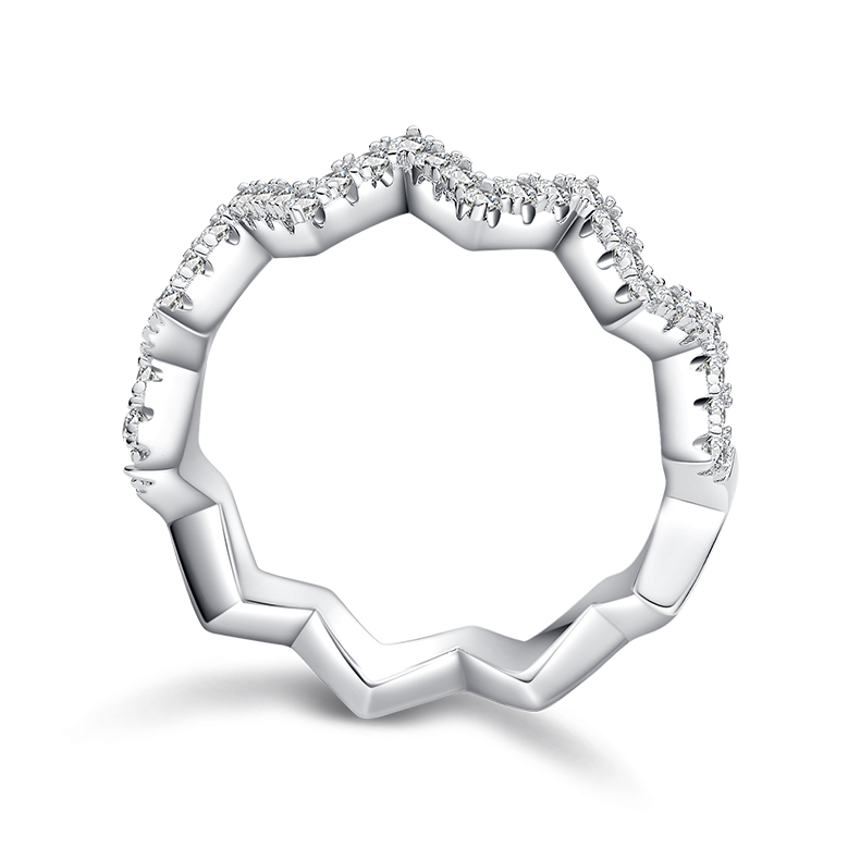 DEDEJILL Minimalist Zigzag S925 Silver Platinum-Plated Moissanite Ring