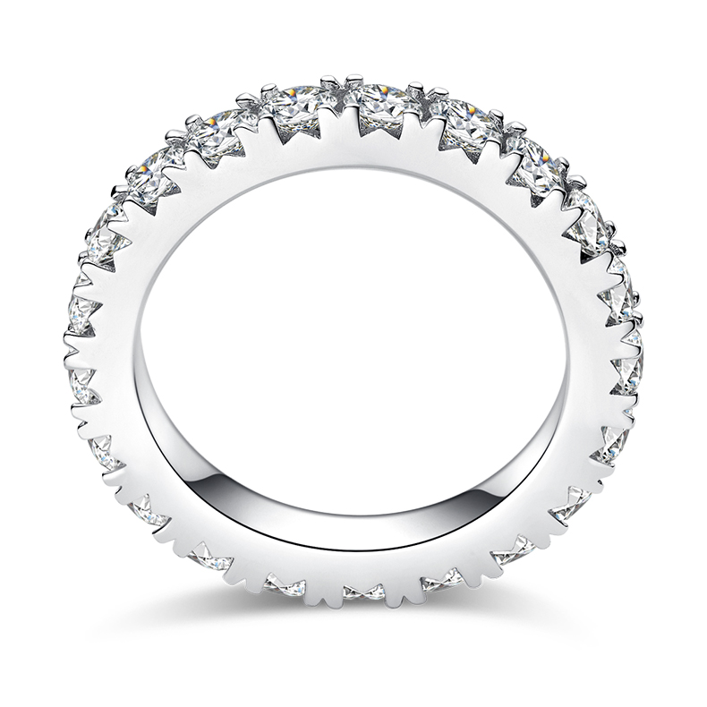 DEDEJILL Pave Ring S925 Sterling Silver Platinum-Plated Moissanite Ring - 3.0mm D Grade