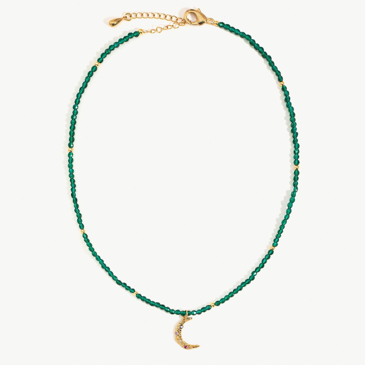 Green Moon Spinel Beaded Necklace