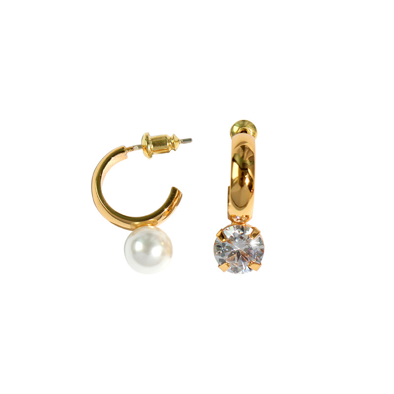Pearl Gemstone Huggie Hoop Earrings
