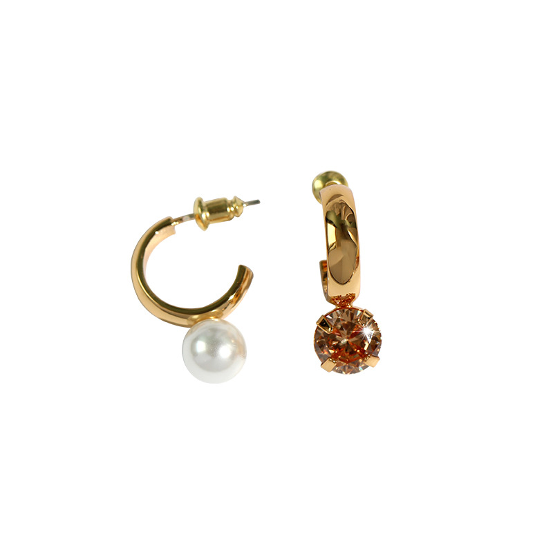 Pearl Gemstone Huggie Hoop Earrings
