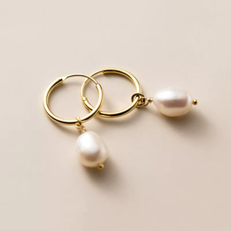 Pearl Charm Hoop Earrings