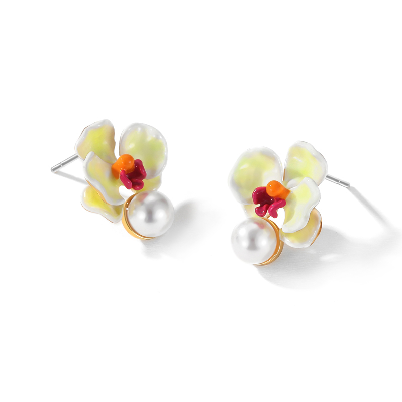 Butterfly Orchid Freshwater Pearl Earrings