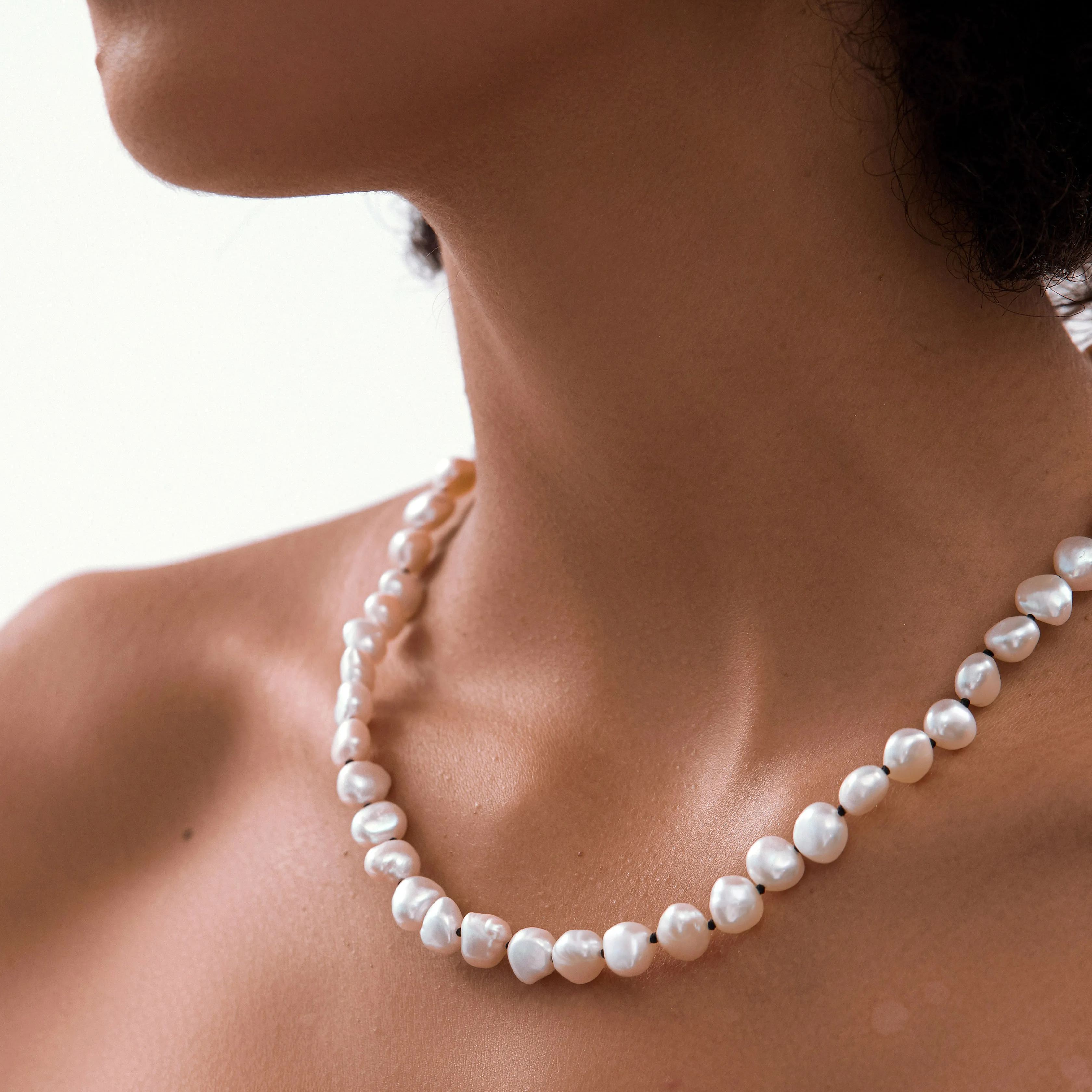 Knotted Baroque Pearl Necklace