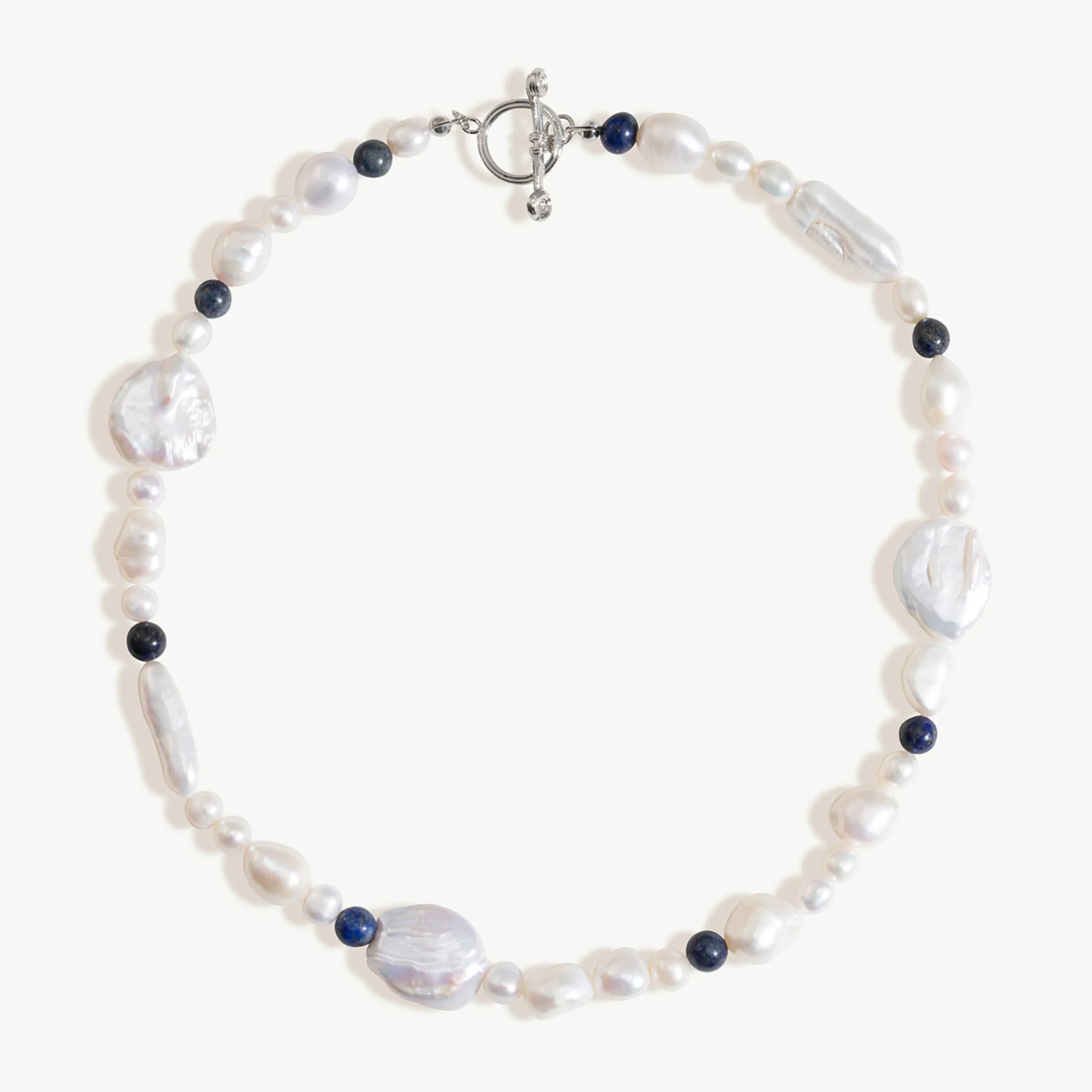 Gemstone Baroque Pearl T-Bar Necklace