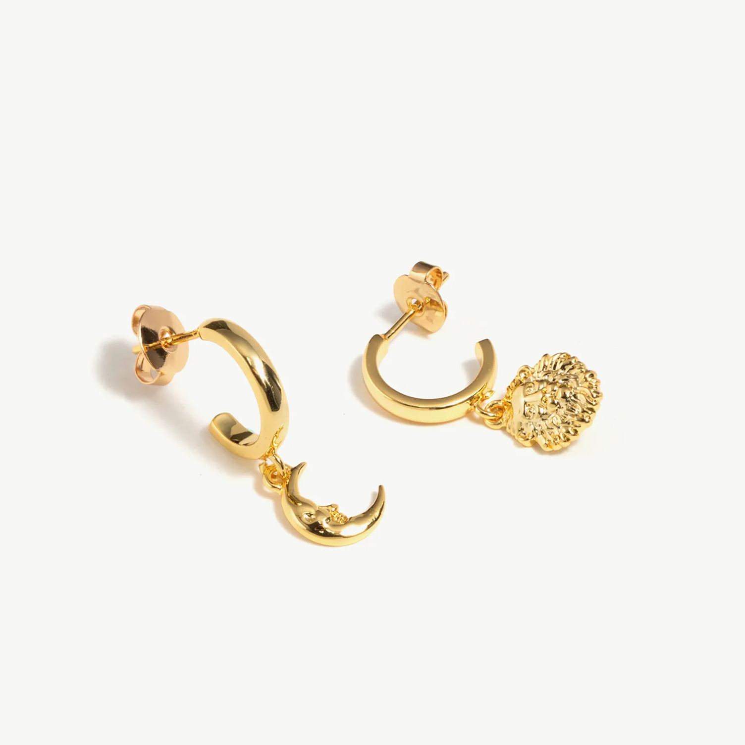 Moon & Lion Drop Earrings