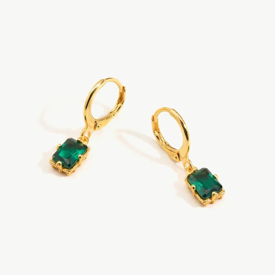 Gemstone Charm Hoop Earrings