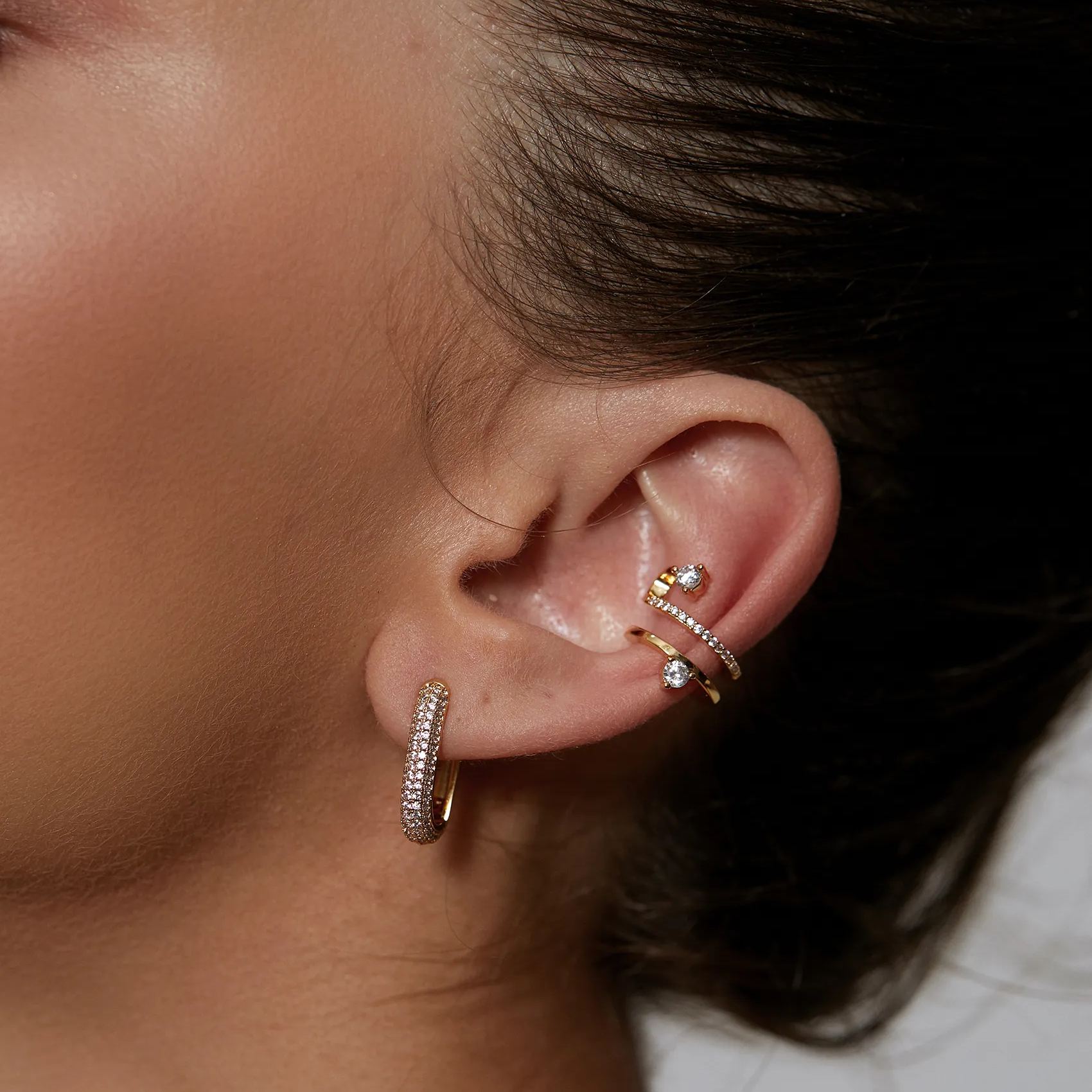Spiral Gemstone Ear Cuffs