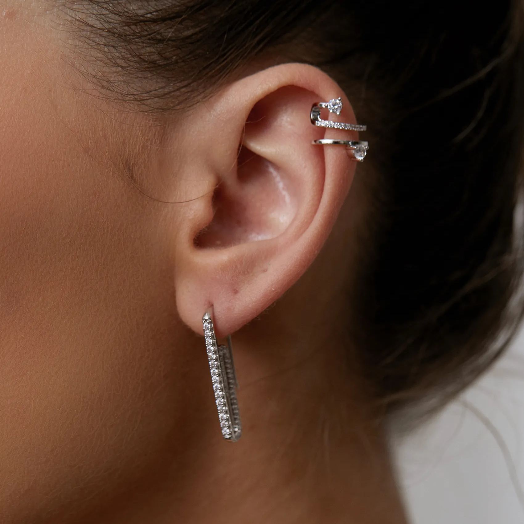 Spiral Gemstone Ear Cuffs