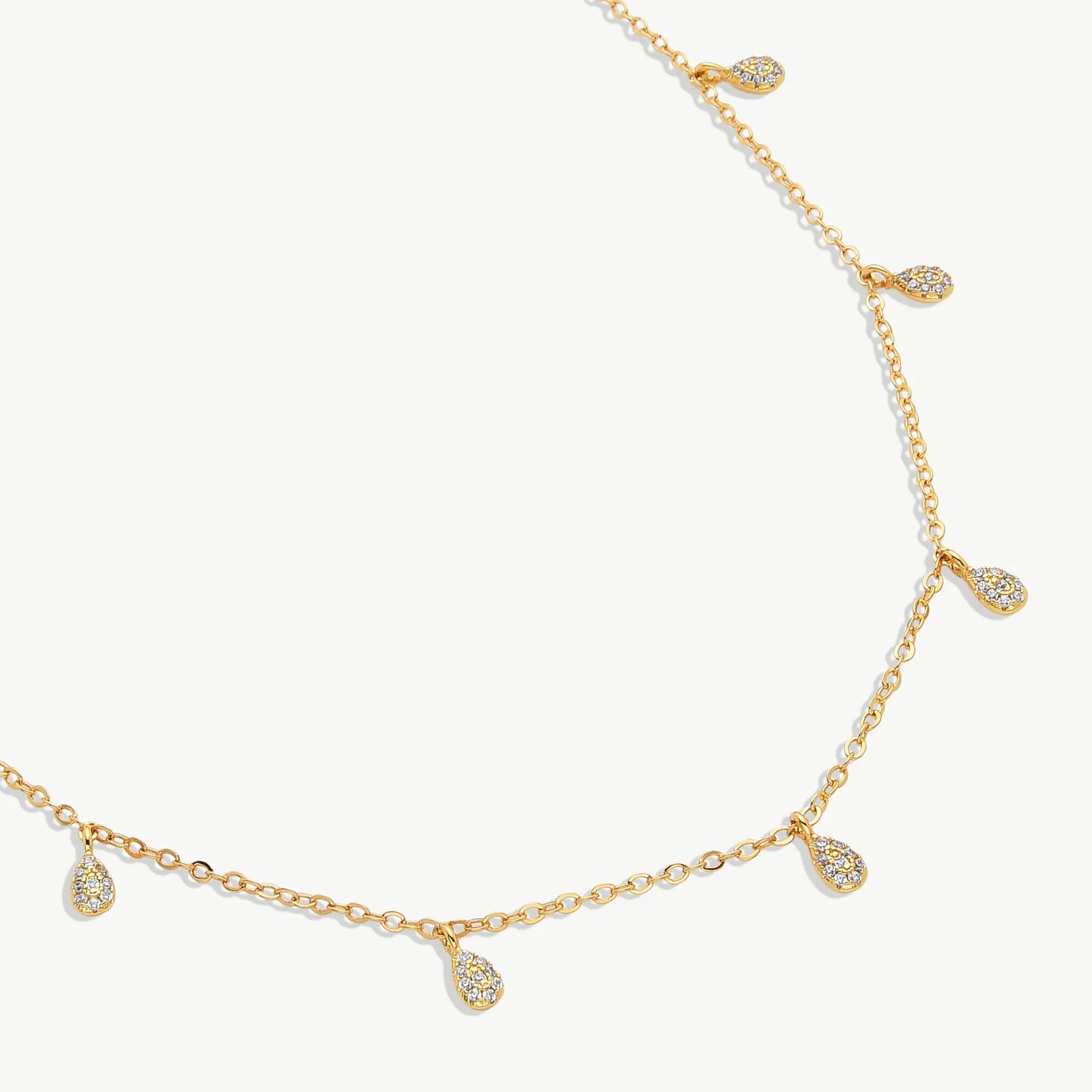 Pave Droplet Stations Necklace