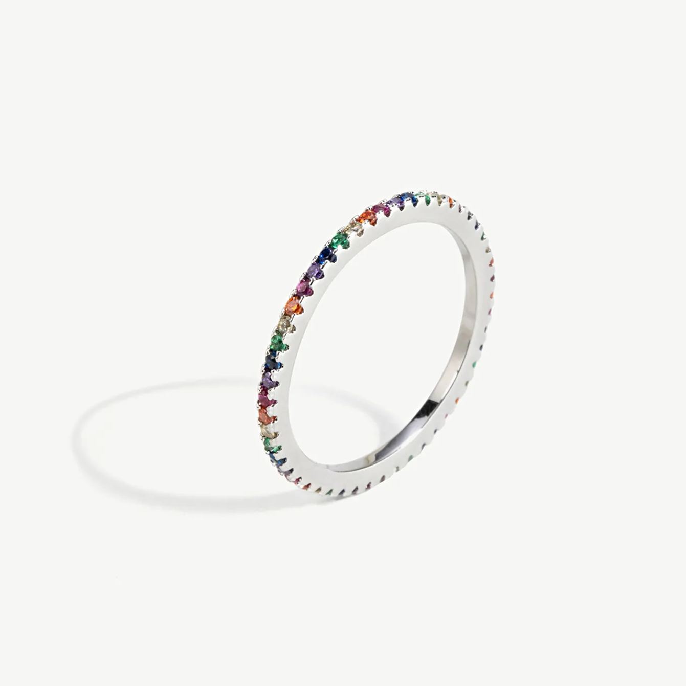 Delicate Rainbow Pave Tennis Ring